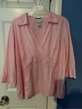 Avenue Light Pink Wrap-Front Blouse